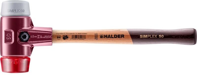 SIMPLEX-Schonhammer, TPE-mid / Plastik mit Tempergussgehäuse und hochwertigem Holzstiel D=50 mm 3036.050