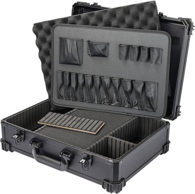 HMF 15701-02 Werkzeugkoffer leer, Werkzeugkasten groß mit Rasterschaumstoff, 46 x 33 x 15 cm