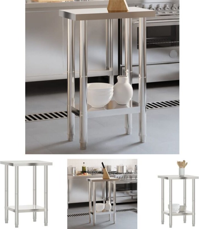 The Living Store Küchen-Arbeitstisch 55x55x85 cm Edelstahl - Gastronomie