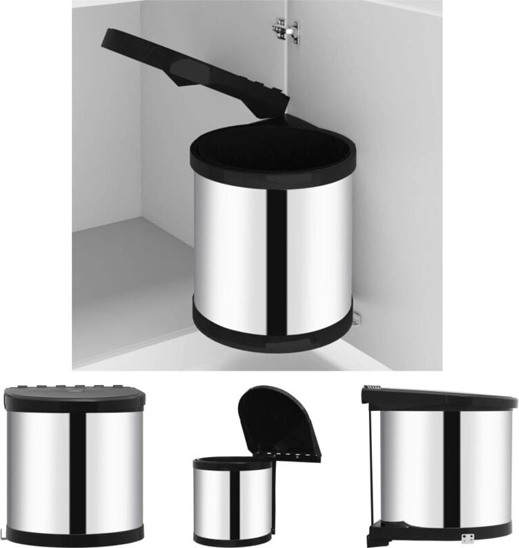 The Living Store - Küchen-Einbau-Mülleimer Edelstahl 8 l - Mülltonnen & Abfalleimer - Silber