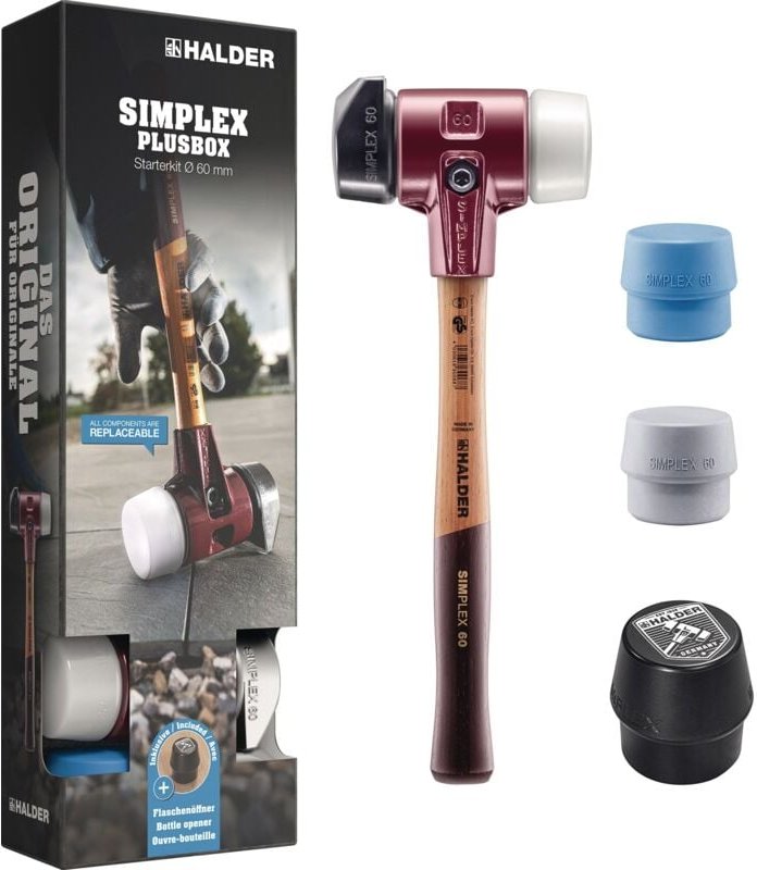 Schonhammer Starterkit simplex L.180mm Kopf-D.80mm ho Flaschenöffner,2 Eins.