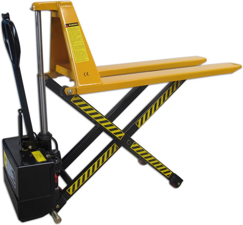 qteck Semi-Elektrischer Scherenhubwagen SHW-Serie 1500kg Tragkraft PU/Single 1095mm Gabellänge