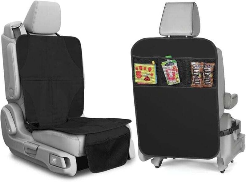 Coprisedile auto + coprisedile posteriore con 3 tasche portaoggetti, coprisedile di alta qualità e durevole + protezione...