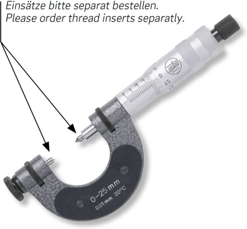 Bügelmessschrauben für Außengewindemessung 150 - 200 mm