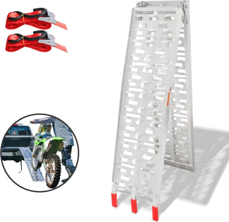 Thumbnail - Hengda - swanew Alu Auffahrrampe Faltbare Laderampe Max. 340kg Robust Verladerampe rutschfeste Oberfläche