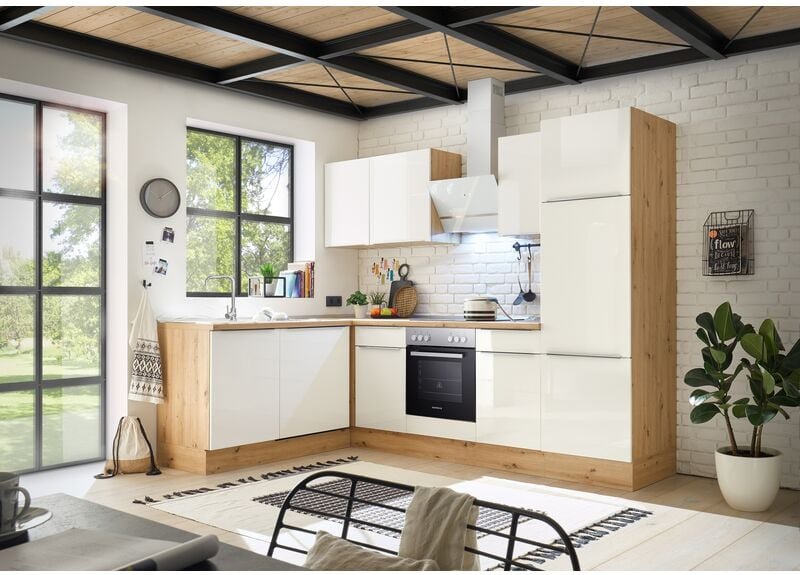 Thumbnail - Küche Küchenzeile Winkelküche Marleen Premium 280 cm Weiß Artisan Eiche Respekta