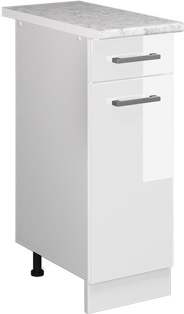 Thumbnail - Unterschrank R-Line, Weiß Hochglanz, 30 cm mit Schublade, mit Arbeitsplatte Vicco