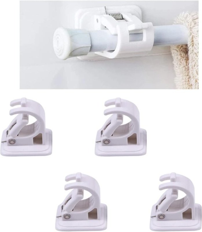Selbstklebende Gardinenhaken, 4 Stück Gardinenstangenhalter ohne Bohren, Selbstklebende Wandhaken, Handtuchstange, Wandh...