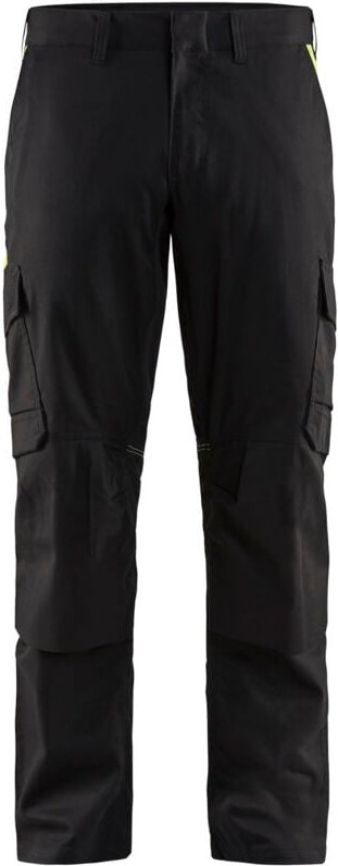 Arbeitshose mit Kniepolstertaschen, dehnbar 2D 1448 - Schwarz/Gelb S - FR(38) - SE(C44) - Kurz