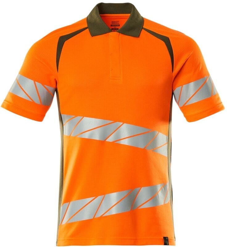 Thumbnail - Mascot Polo-Shirt, moderne Passform Polo-shirt Gr. 5XLONE, hi-vis orange/moosgrün