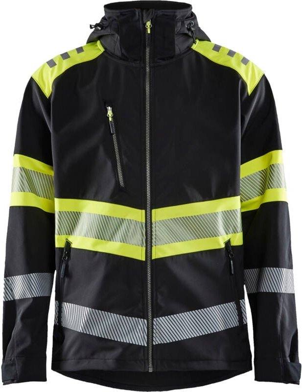Arbeits-Softshelljacke Hochsichtbarkeit 4494 - Schwarz/Neongelb XS