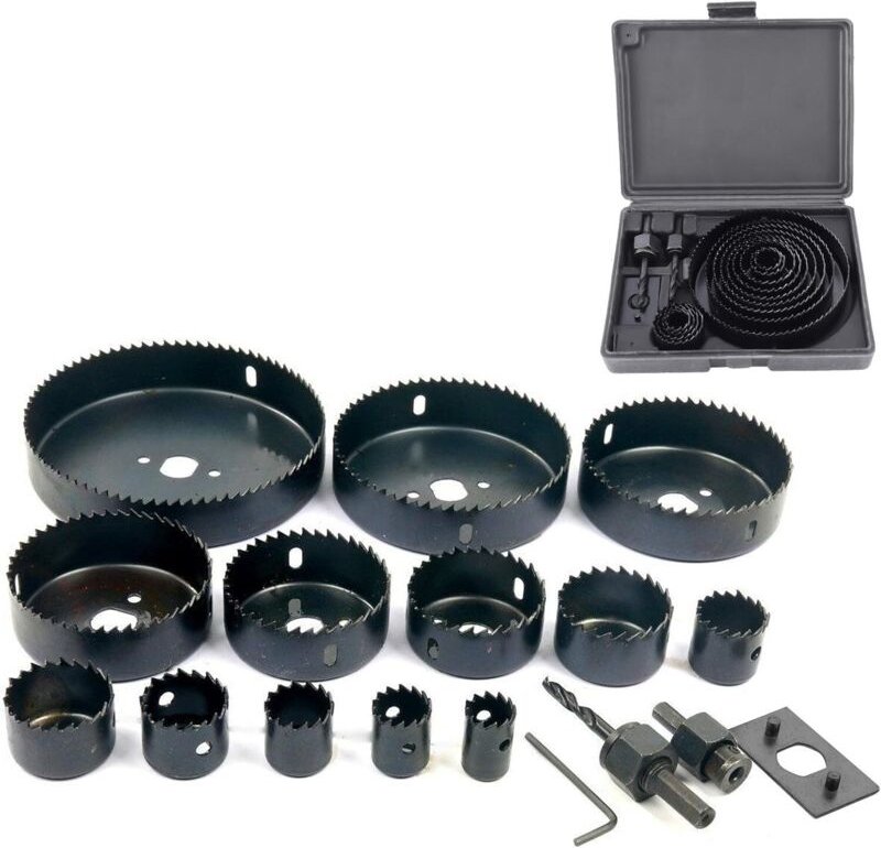 16-teiliges Konstruktions-Lochsägen-Set, 19–127 mm, für Holz, Metall, Gips