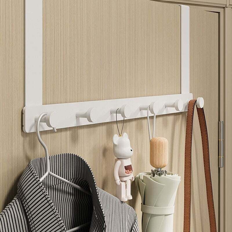 Türhaken mit langem Arm, kein Bohren, geräuschloser Türhaken aus Aluminium für Schlafzimmer und Badezimmer, weiß, 6 Hake...