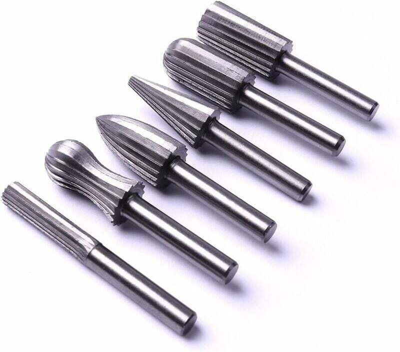 CHOYCLIT 6-teiliges 6-mm-1/4-Stahl-Rotationsfräser-Feilenset für Metall, Kunststoff, Holz, Stein, Schleifen, Entgraten