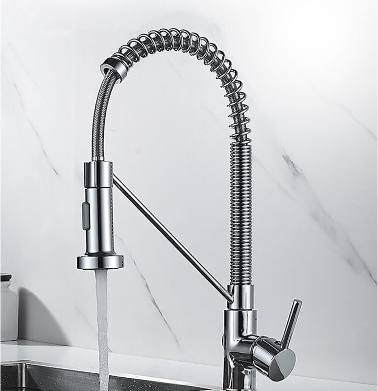 Wasserhahn Küchemit Spiralfeder, Küchenarmatur mit Ausziehbarer Handbrause, 360° Drehbarer Küchenmischer mit 2 Sprühmodi...