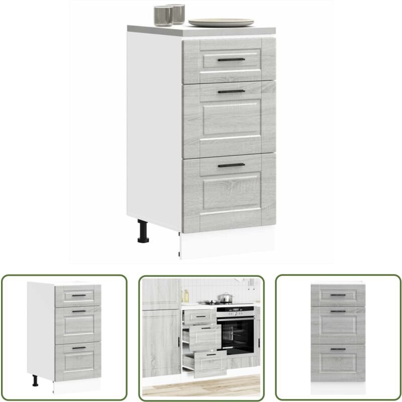 The Living Store - vidaXL Küchenunterschrank Porto Grau Sonoma Holzwerkstoff