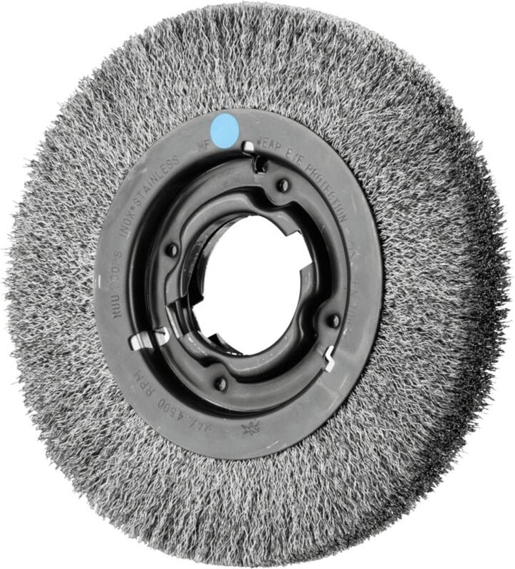 Pferd - Rundbürste breit ungezopft rbu Ø200x25xvariable Bohrung Edelstahl-Draht-Ø0,30 Schleifbock