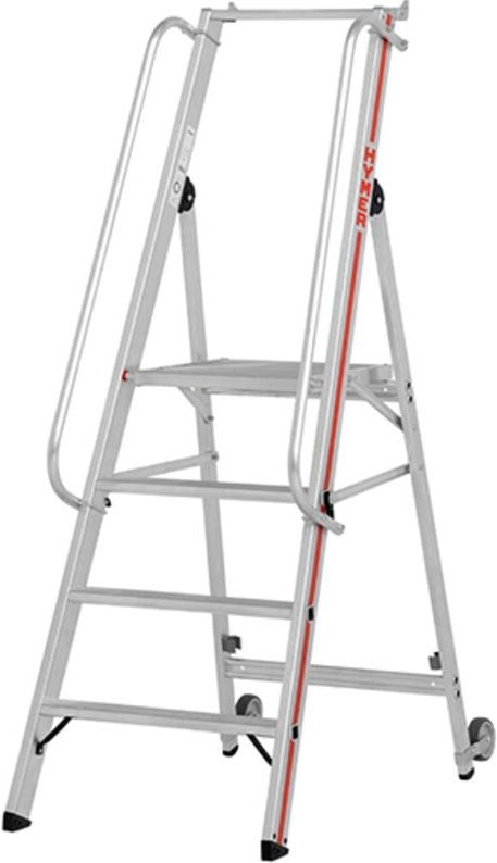 Hymer - Plattformleiter mit Kipprollen und langem Handlauf, 4 Stufen, Standhöhe 0,95 m