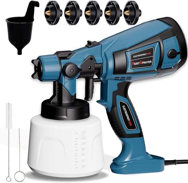 Aiperq - Pulverizador de pintura eléctrico hvlp de 800 w con tanque de 1400 ml, pulverizador de pintura para cercas con ...