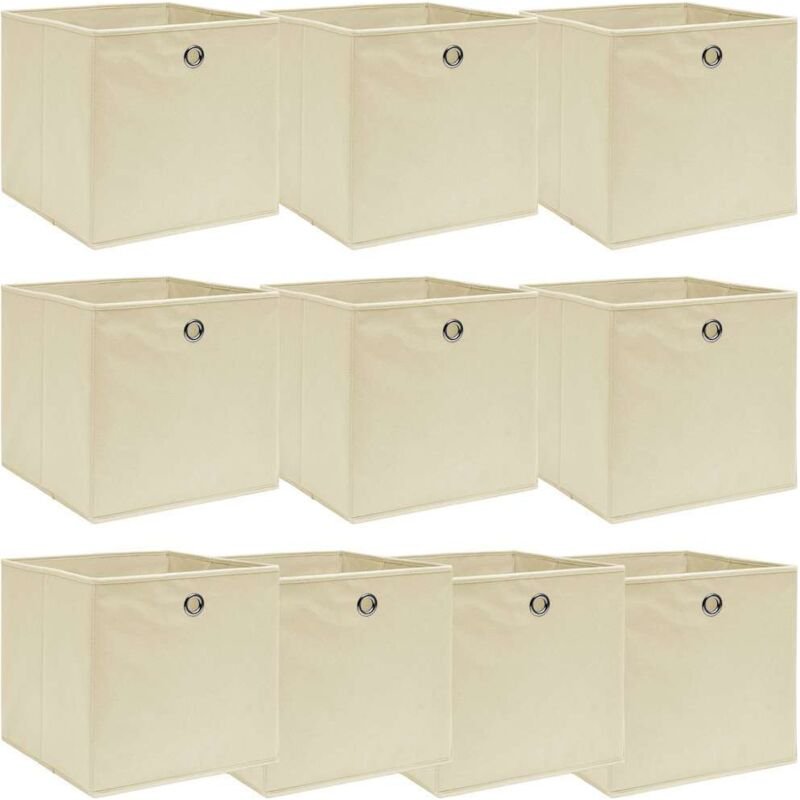 Aufbewahrungsboxen 10 Stk. Creme 32x32x32 cm Stoff Vidaxl