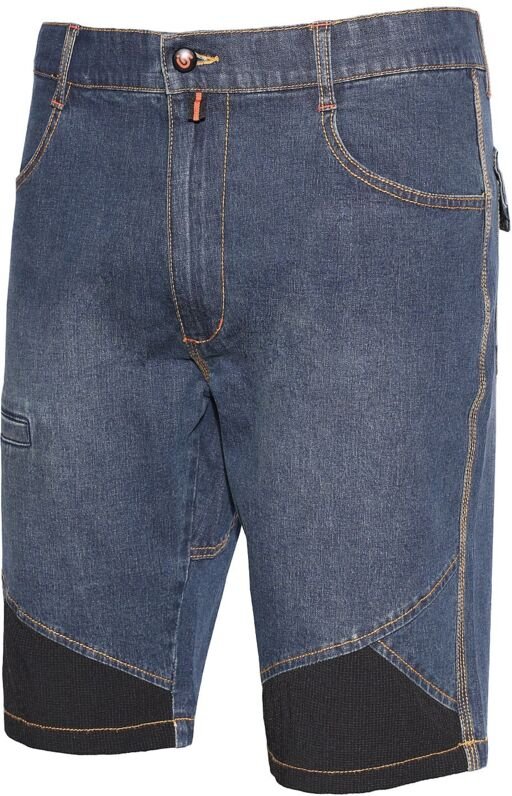 Thumbnail - Issaline 8839B-040 Extrem blaue Arbeits-Bermudajeans mit schwarzen Einsätzen M