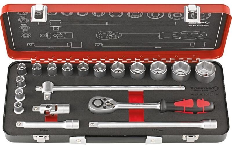 Steckschlüssel-Garnitur 1/2' 19-teilig - Format