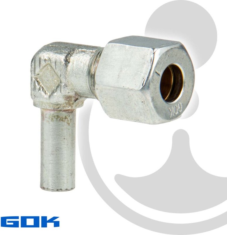 Schneidringverschraubung Typ evw - 90° Winkel - Verschraubung ø 10 mm Rohrstutzen x rvs, Stahl verzinkt, Schneidring Mes...