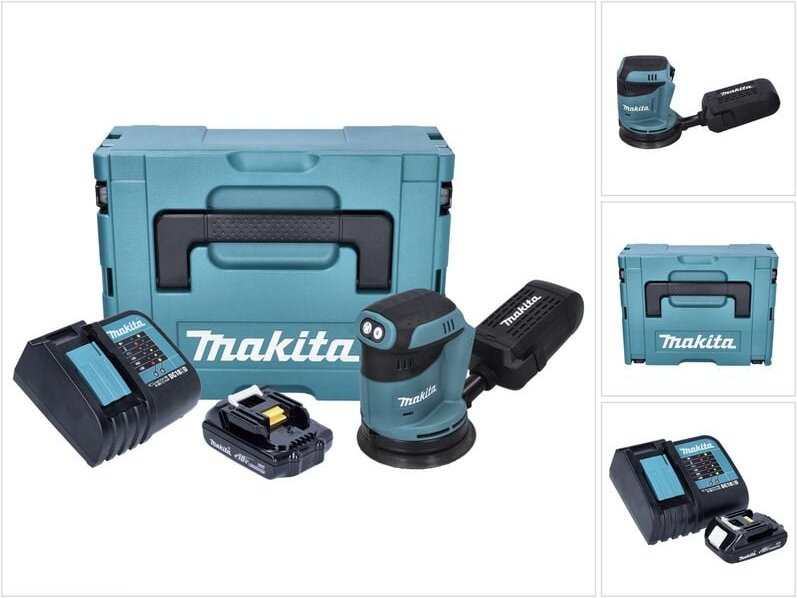Thumbnail - Makita DBO 180 SY1J Akku Exzenterschleifer 18 V 125 mm + 1x Akku 1,5 Ah + Ladegerät + Makpac