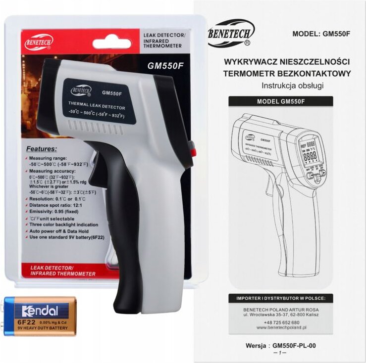 Pyrometr, Berührungsloses Laserthermometer -50 +500°c