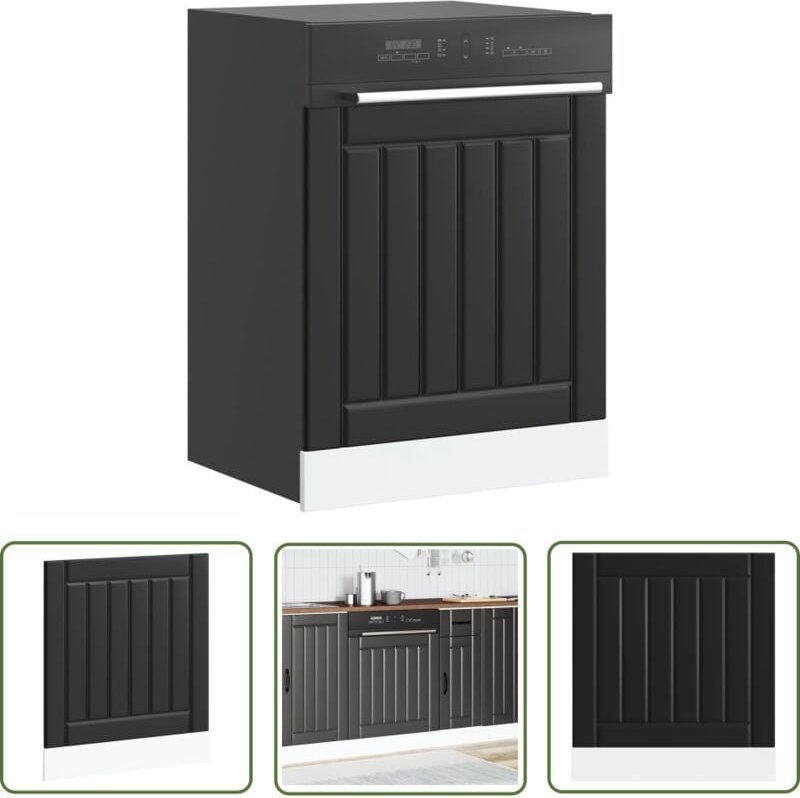 The Living Store - vidaXL Geschirrspülerblende Lucca Schwarz Holzwerkstoff