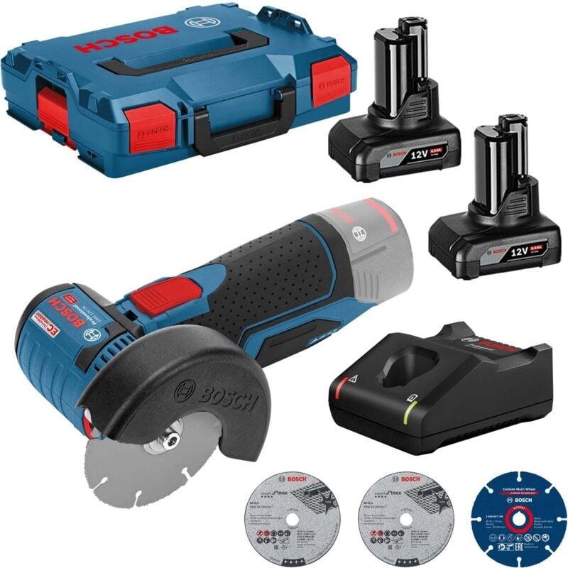 Bosch - Akku-Winkelschleifer gws 12V-76 ø 76 mm / 2x 4,0 Ah Akku + Ladegerät in L-Boxx