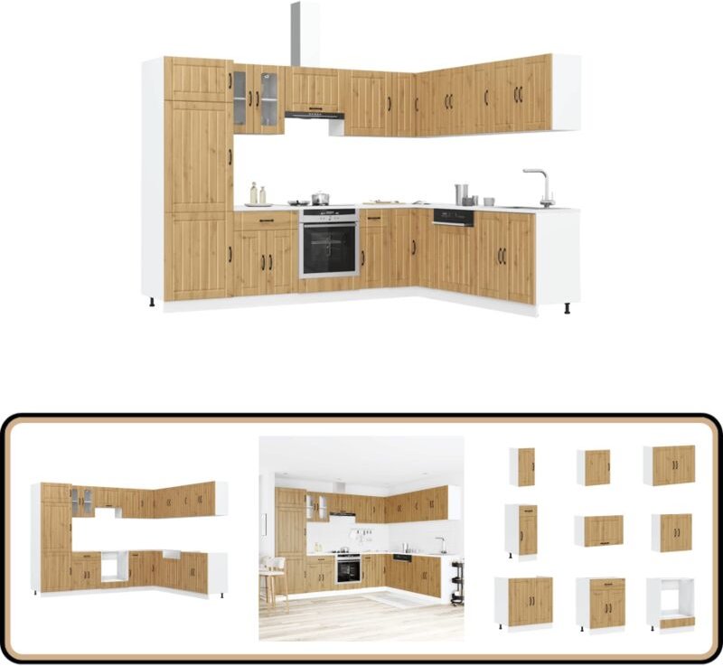 14-tlg. Küchenschrank-Set Lucca Artisan-Eiche Holzwerkstoff - Vidaxl