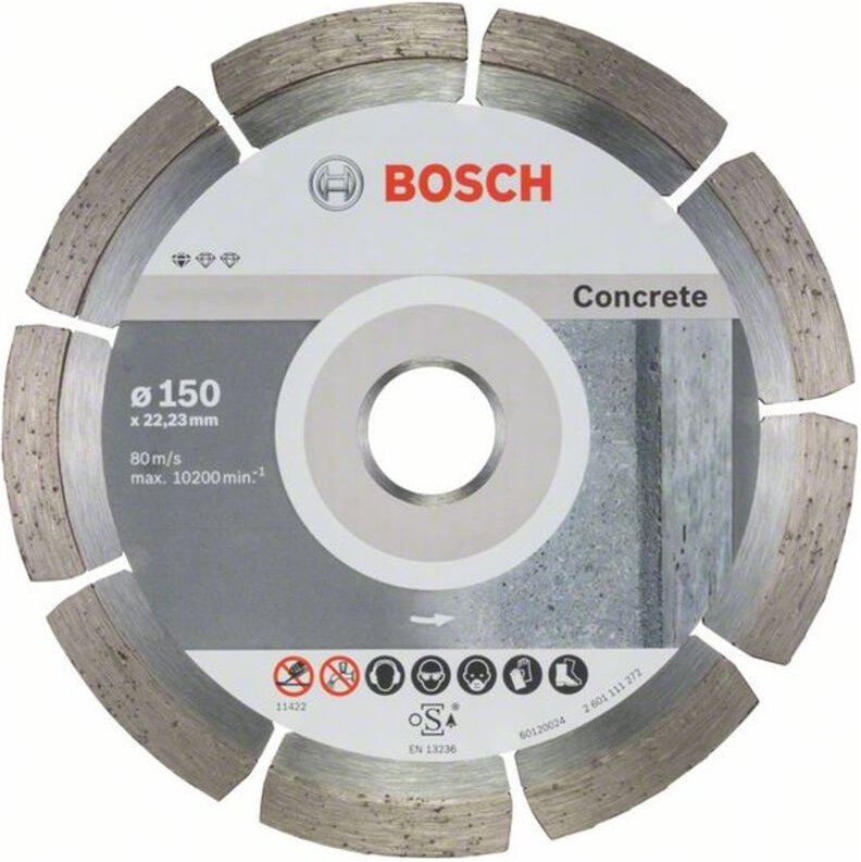 Bosch - Diamanttrennscheibe Standard for Concrete, 150 x 22,23 x 2 x 10 mm, 10er-Pack