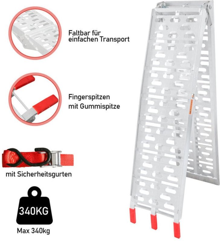 Tolletour - Auffahrrampe Verladerampe Rampe Verladeschiene Auto Laderampe für Motorrad. Anhänger bis 340kg