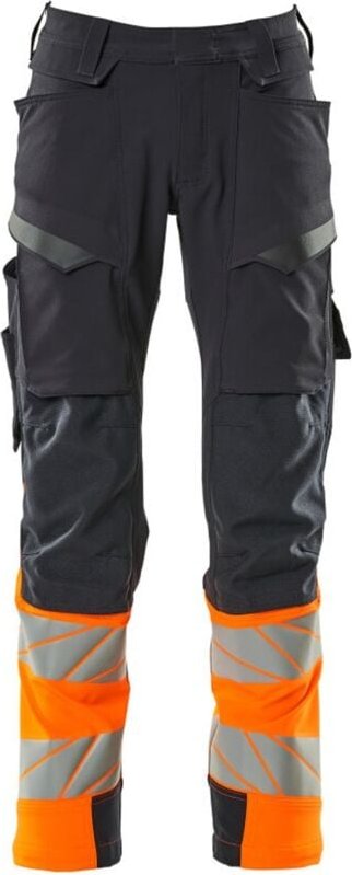 Thumbnail - Mascot - Hose mit Knietaschen 19179-511-01014 Gr. 82C58 schwarzblau/hi-vis orange