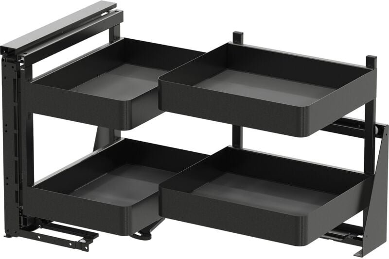 Vs Cor Fold Eckschrank Auszug links Planero - Set für Küchenunterschränke mit kb 900mm - Korbablage aus Holz mit Stahlbl...