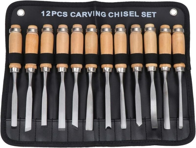 12-in-1-Holzschnitz-Handmeißel-Set, Holzbearbeitungs-Holzmeißel-Werkzeug