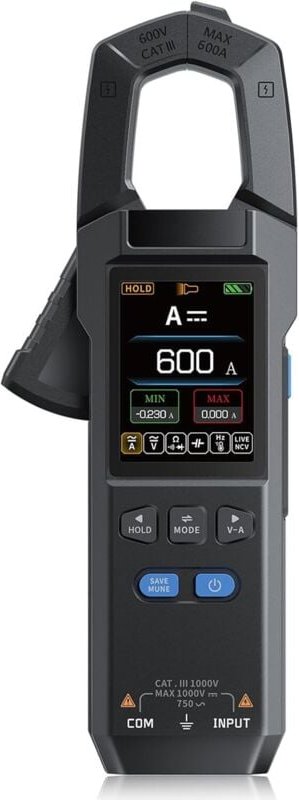 Strommesszange, 10.000 Zählwerte, professioneller Elektriker-Tester, für Wechselstrom, Wechsel-/Gleichspannung, Widersta...