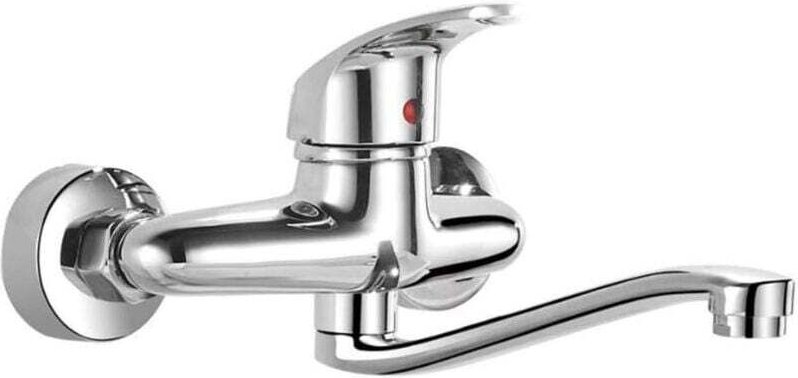 Rubinetto da cucina a parete, miscelatore da parete in acciaio inox, rubinetto girevole per lavello da cucina, acqua cal...