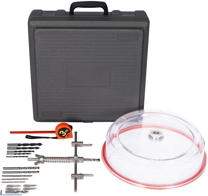 Wiltec Kreisschneider Ø40-200mm, Lochschneider mit ABS-Staubschutz, verstellbarer Lochsägenschneider mit Bohrern