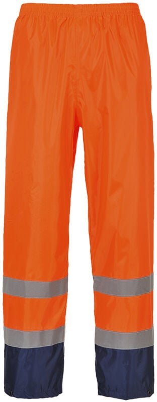 Portwest Klassische Kontrast Warnschutz-Regenhose Orange/Blau XXXL