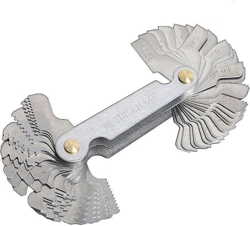 Gewindekamm, metrisches Gewindemessgerät, 58 Klingen, Stellschraube, Gewindesteigungs-Schneidmessgerät, metrisches Zoll-...