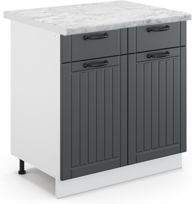Küchenunterschrank Fame-Line, Anthrazit Landhaus, 80 cm , AP Marmor, Vicco