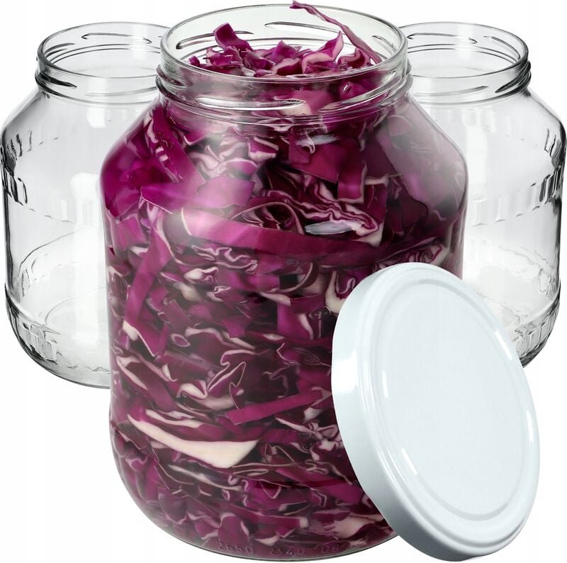 KADAX Weckgläser 2,5L, Einmachglas zum Einlegen, fi100 mm, 4 Stück, Weiß Deckel