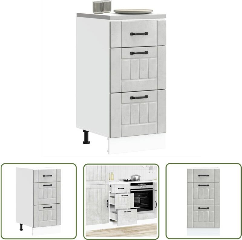 The Living Store - vidaXL Küchen-Unterschrank Lucca Betongrau Holzwerkstoff