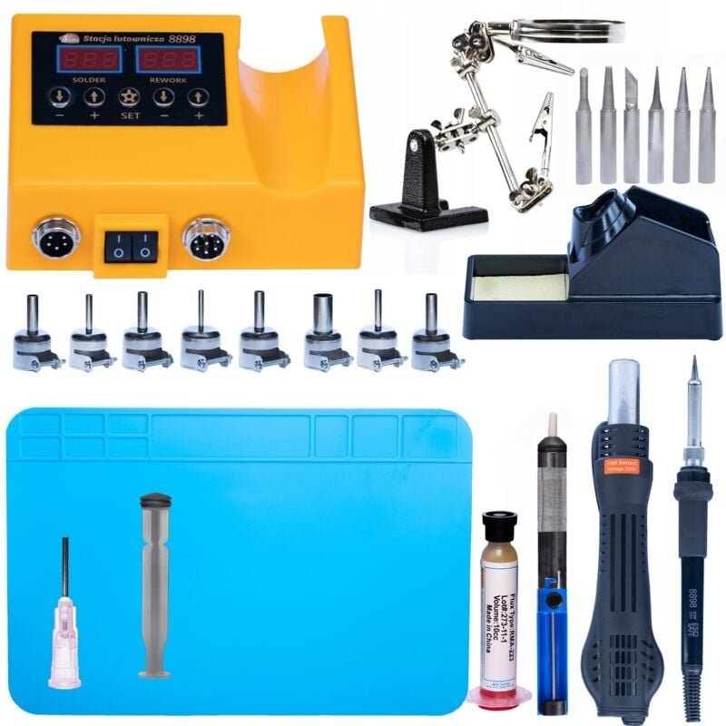 Lötstation Rosfix OH660 + Matte 200x300 + 5 Spitzen 900M + Staubsauger + Dritte Hand + Flussmittel RMA-223 + 5 Düsen