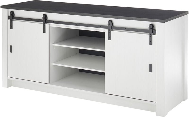 Küchen Spültisch ca. 200cm Breit SHELTON-61 in Pinie weiß Nb. mit anthrazit, b/h/t ca. 201/93/64 cm