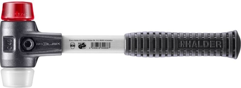 SIMPLEX-Schonhammer, Plastik / Superplastik mit verstärktem Tempergussgehäuse und Fiberglasstiel D=40 mm 3767.040