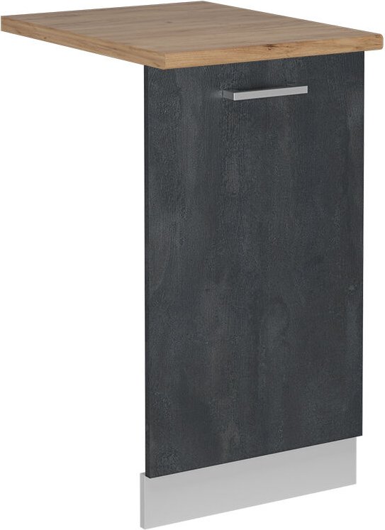 Vicco - Geschirrspülblende R-Line, Schwarz Beton, 45 cm , ap Eiche