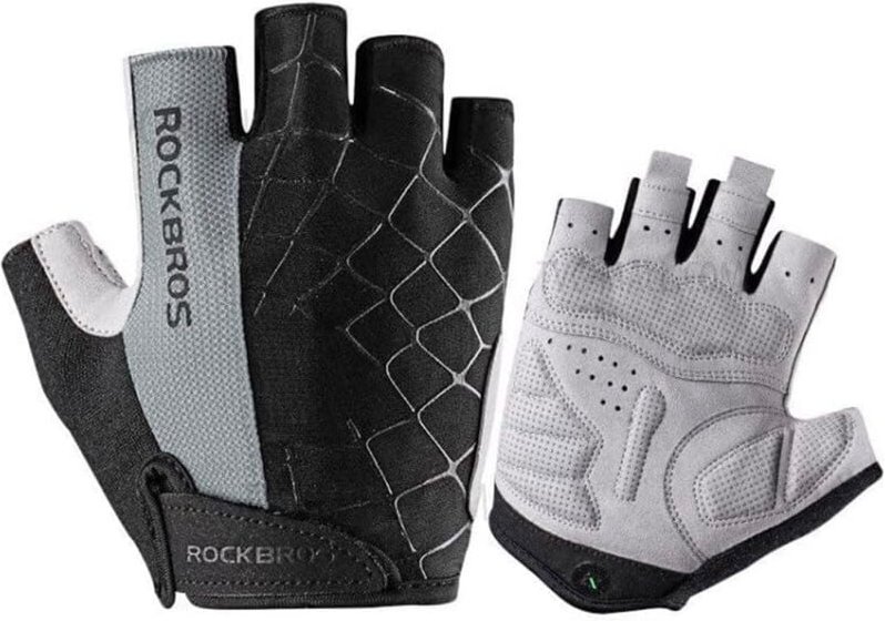 Fingerlose Fahrradhandschuhe Schnellverschluss Größe XL grau